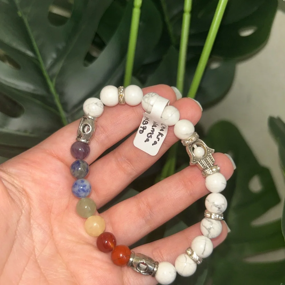 Chakra and Hamsa Multicolor Beaded Bracelet - Picture 6 of 6